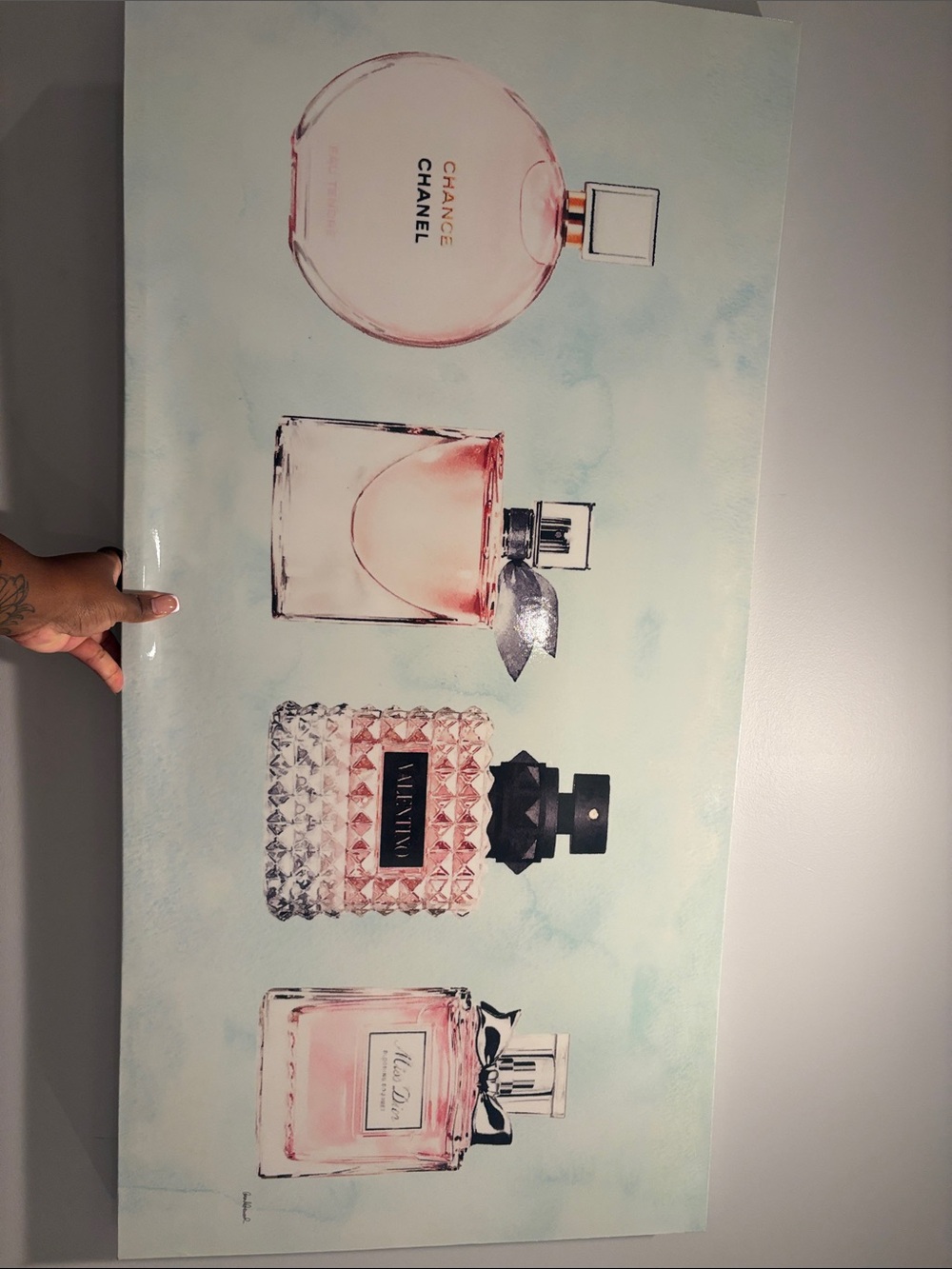 Valentino Pink and Black Crystal Perfume Bottle Print